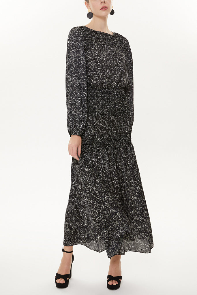 Black Elastic detail maxi dress 93417