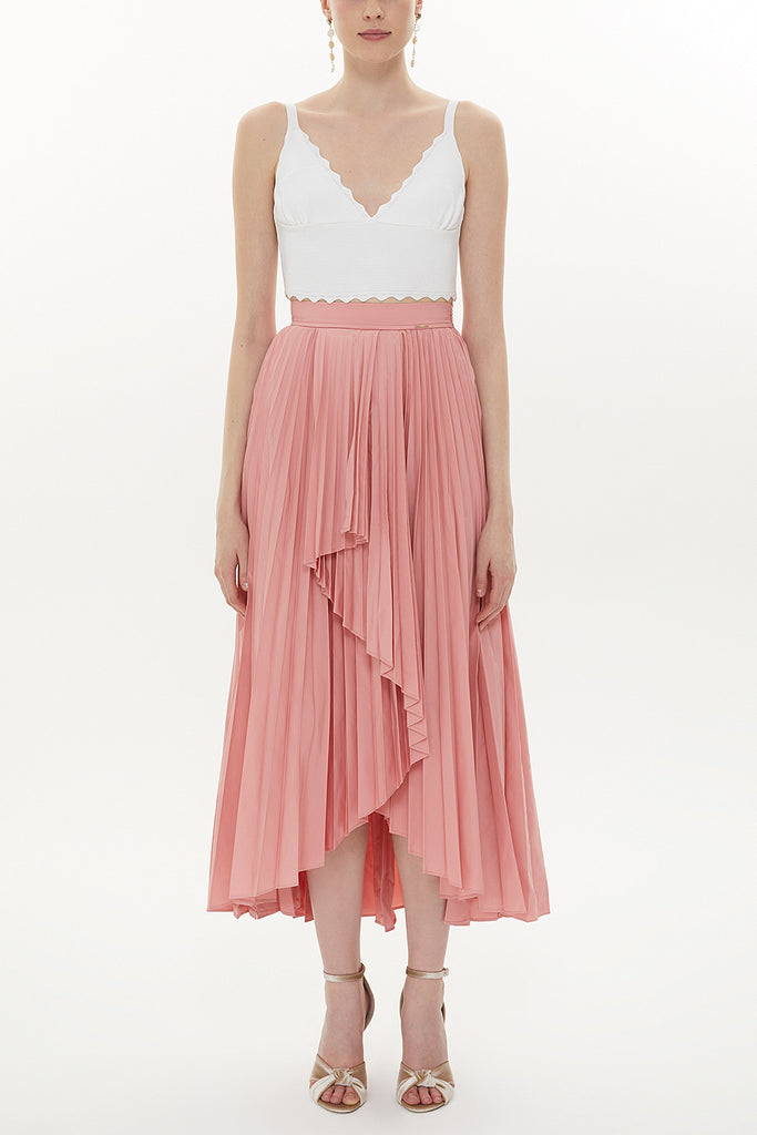 Pink Pleated maxi skirt 81162