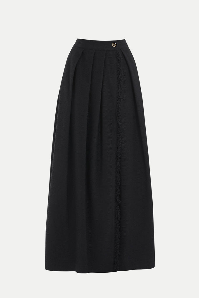 Black Wrap-over  maxi skirt  81084