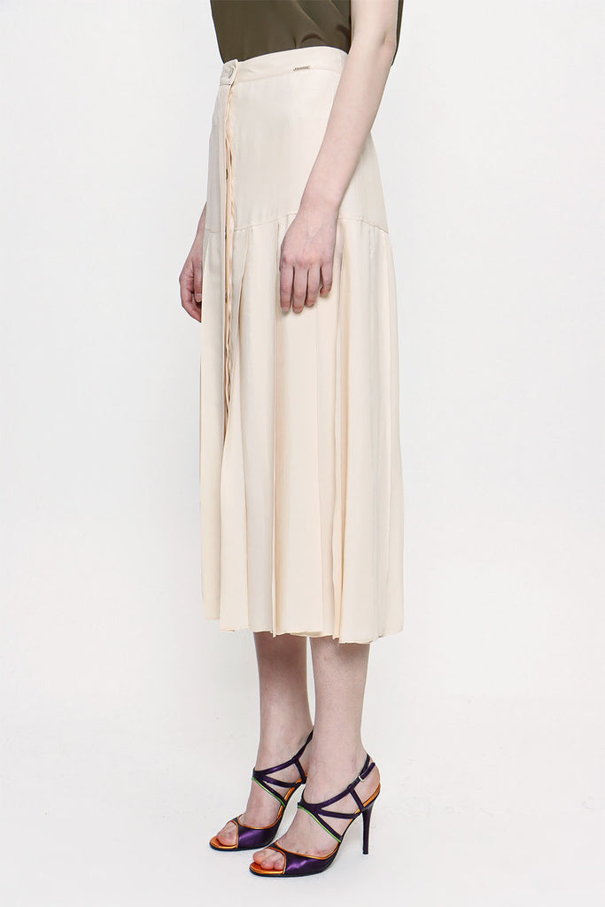 Beige Elastic  waist godet skirt  81178