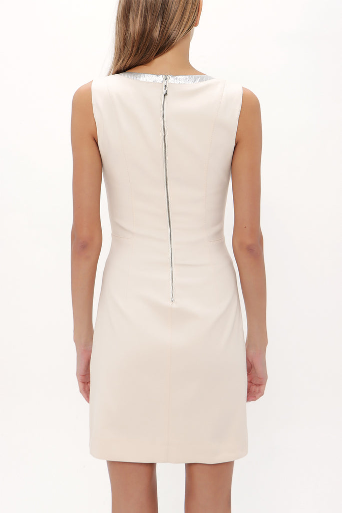 Beige Cotton Slim fit mini dress 90844