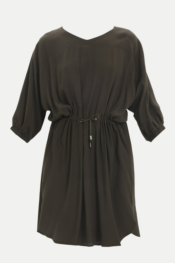 Khaki Lace-up wide cut mini dress 92407