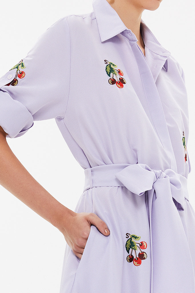 Plaid Embroidered maxi  dress 92866