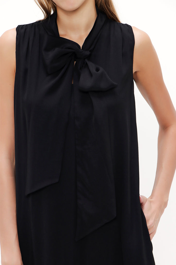 Black Sleeveless slit maxi dress with tassels 92698