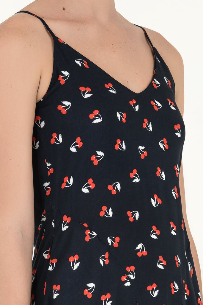 Askılı Desenli Uzun Elbise 92256