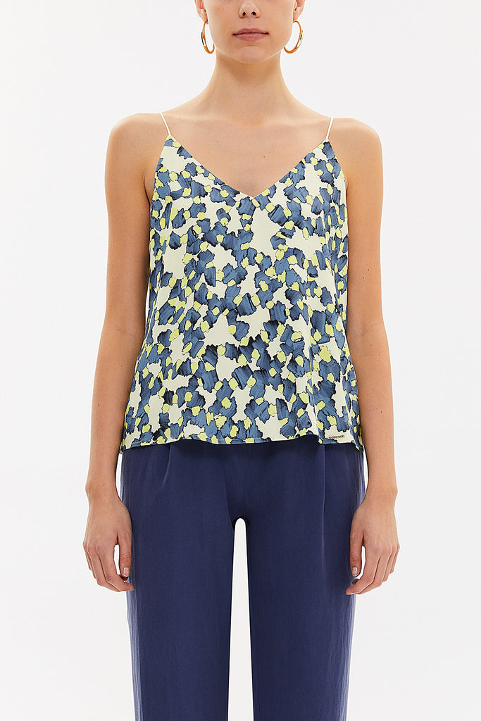 Acid Yellow Strappy  V-neck  blouse  19792