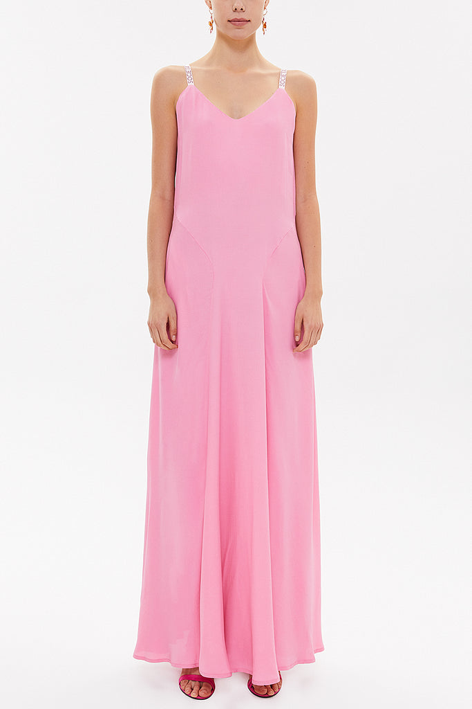 Pink Crystal gems sleeveless maxi dress 92850