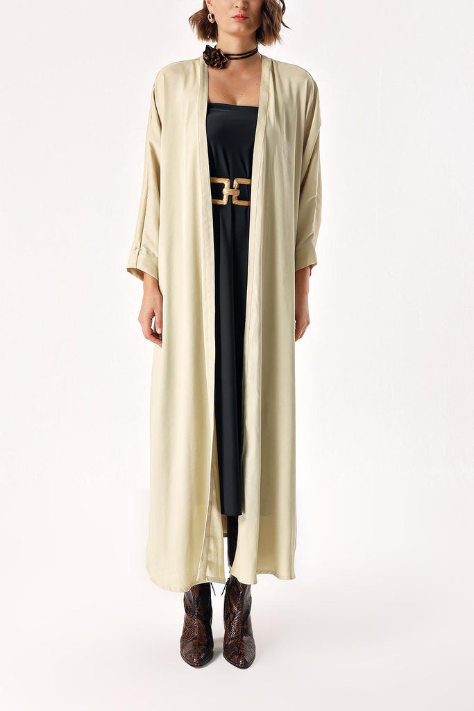 Beige Long caftan with balloon sleeves 94208