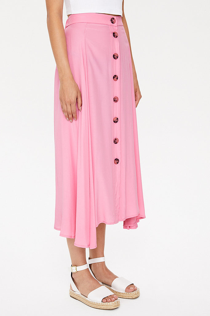 Pink Button ruffled  skirt  81063