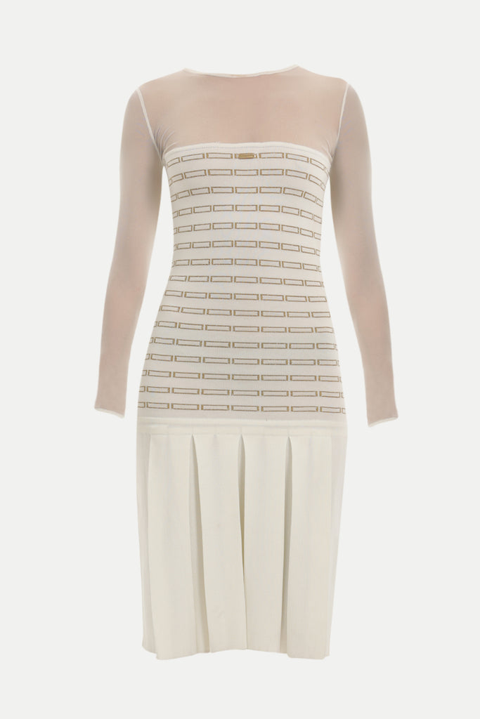 Ecru Pleated knit dress 27828