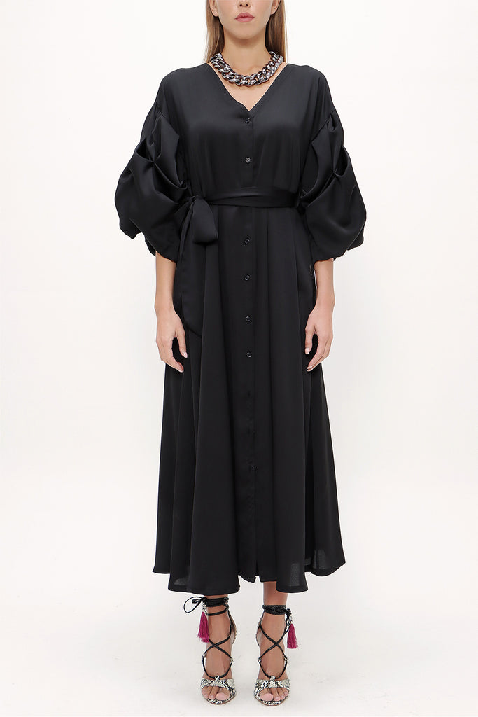 Black Balloon sleeve dress 93407