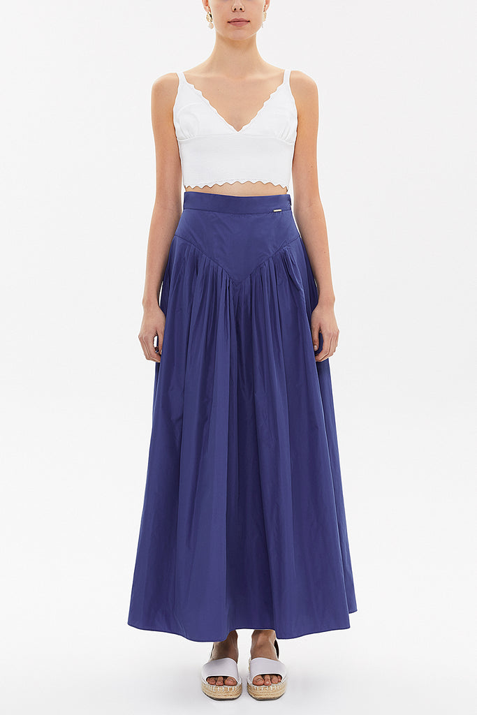 Blue Maxi Pleated skirt 81090