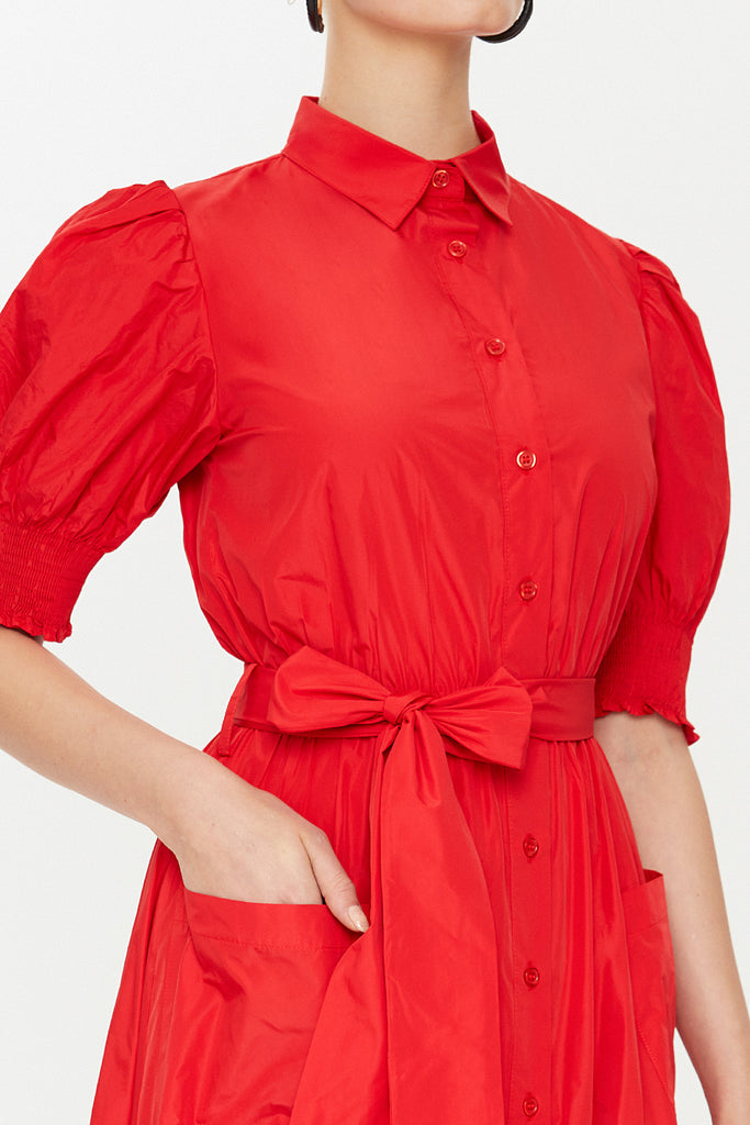 Red Elastic detail maxi dress 93109