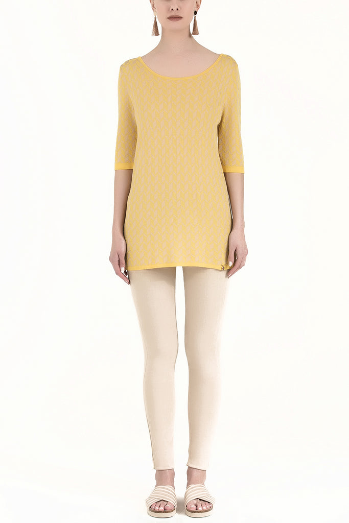 Yellow Pattern knitted knitwear blouse 28650