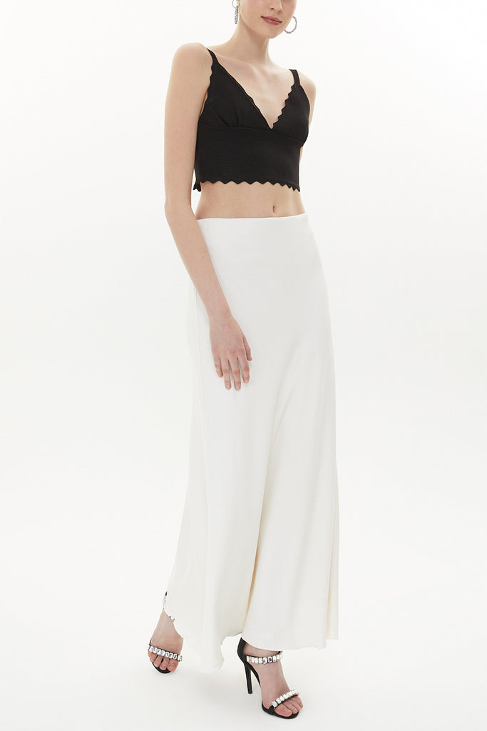 White Elastic waist maxi skirt 81164