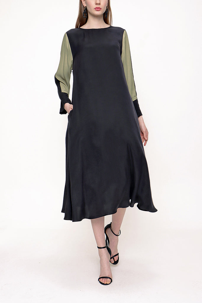 Khaki Black Midi dress 93721