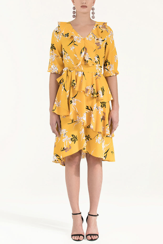 Asimetrik V Yaka Midi Elbise 92268