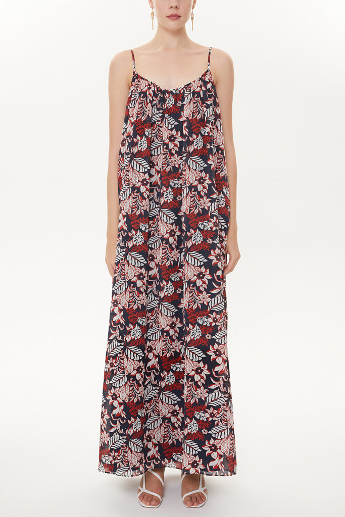 Floral Printed Strappy  wide cut dress  93476