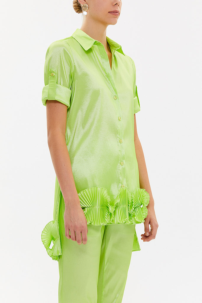 Green Pleated shirt 10735