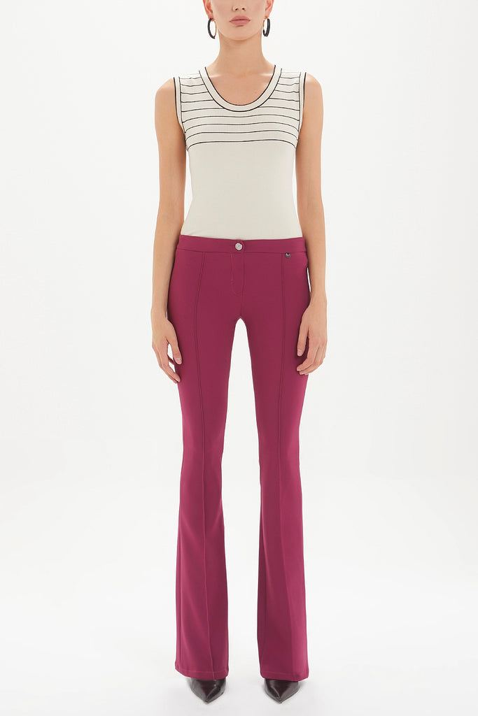 Fuchsia Front seam stitch flare leg Pants 41126