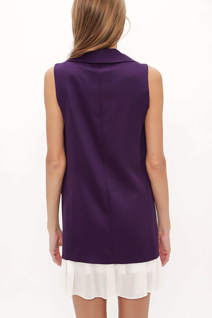 Purple Single Button sleeveless vest 60893