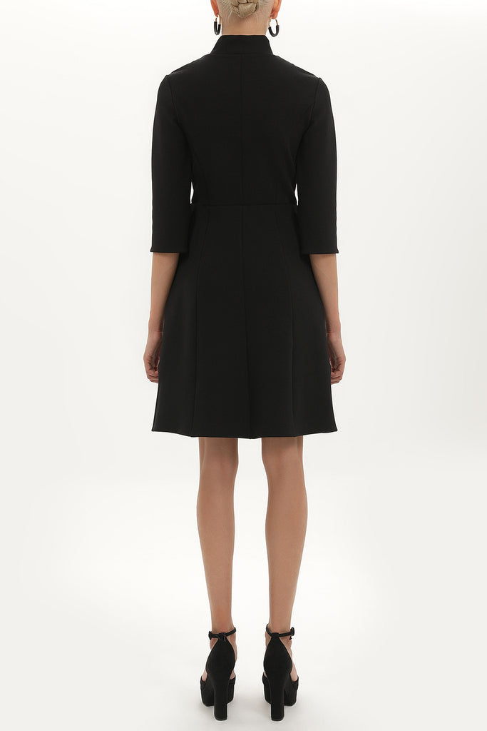 Black V-neck, elastic mini dress 91903