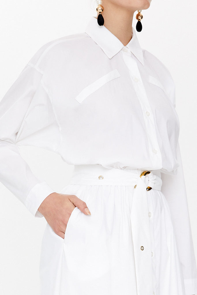 White Belted midi dress 92874