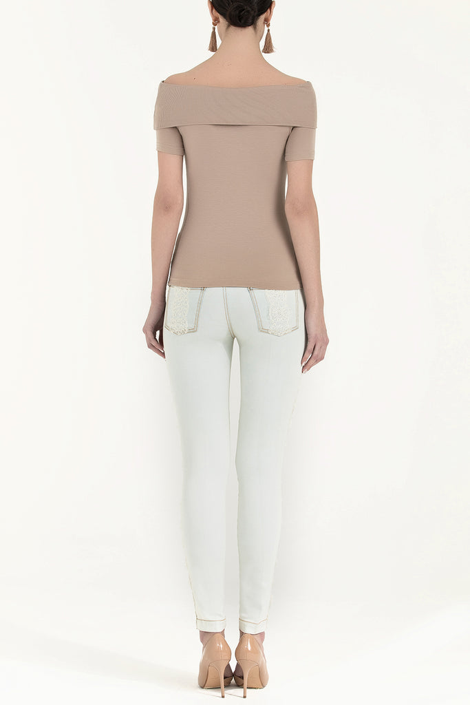 Mink Off shoulder  woven  blouse  19477