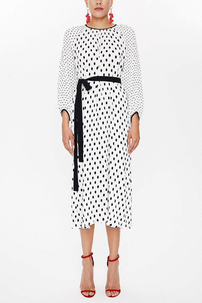 Spotted Pleated midi dress 92914