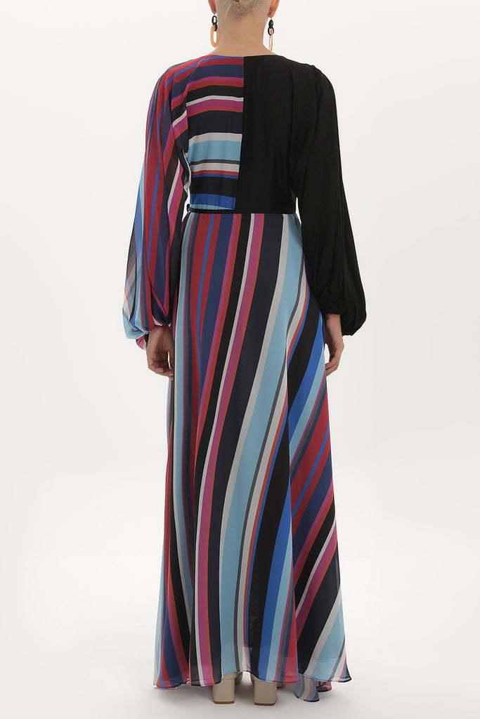 Patterned Wrap-over, chiffon maxi dress 92417