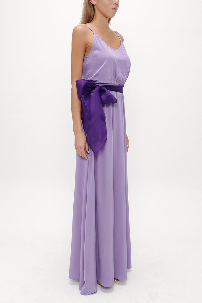 Lilac Lace-up spaghetti straps maxi dress 92378