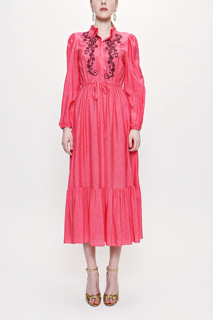 Pink Embroidered viscosa dress 93903