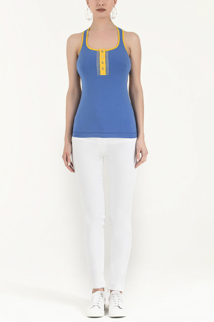 Blue Crystal gem knitwear blouse