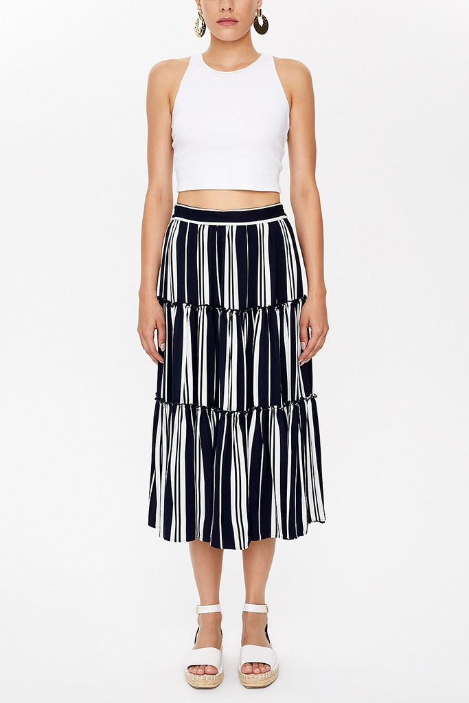 Striped Pleated  skirt  81126