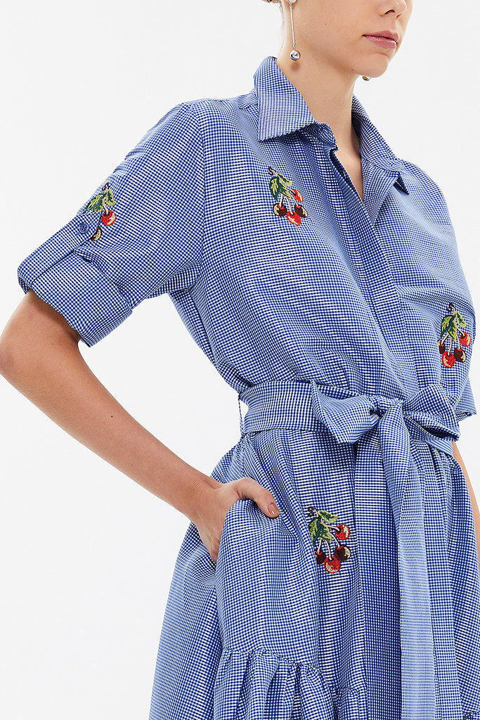 Navy Blue Embroidered maxi  dress 92866