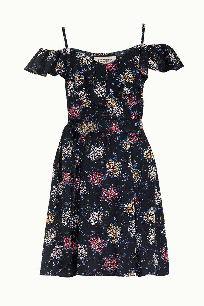 Yakası Valon Askılı Mini Elbise Siyah 92356