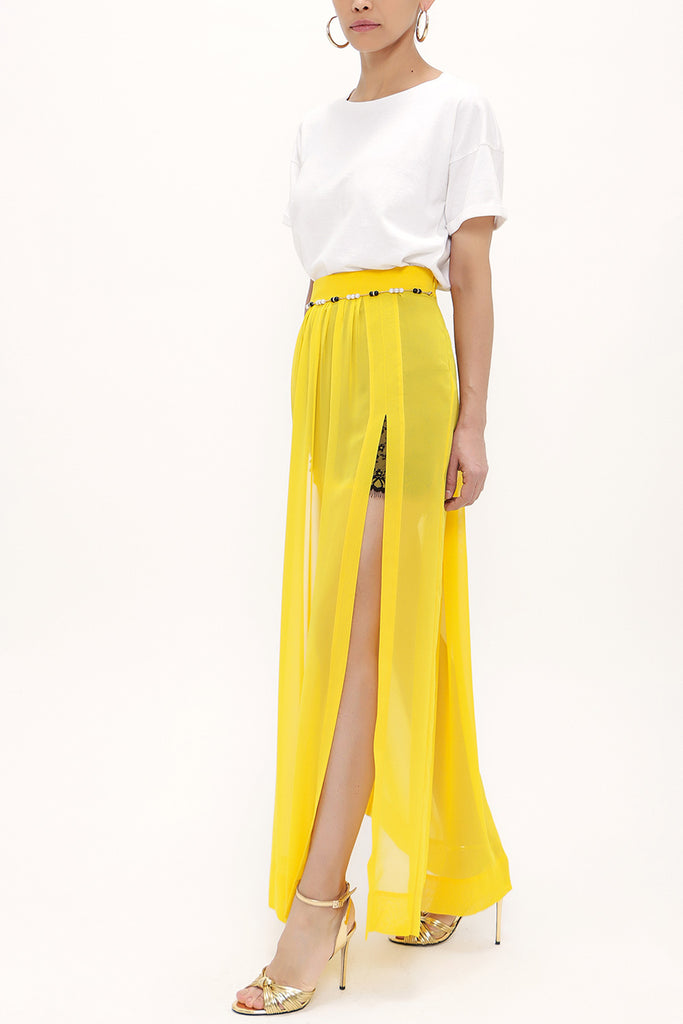 Yellow Accessorized chiffon skirt 80495