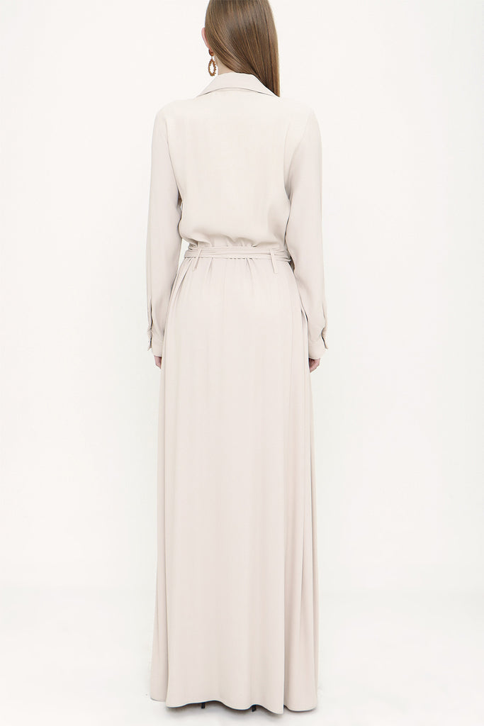 Beige Gripper detailed maxi dress 93450