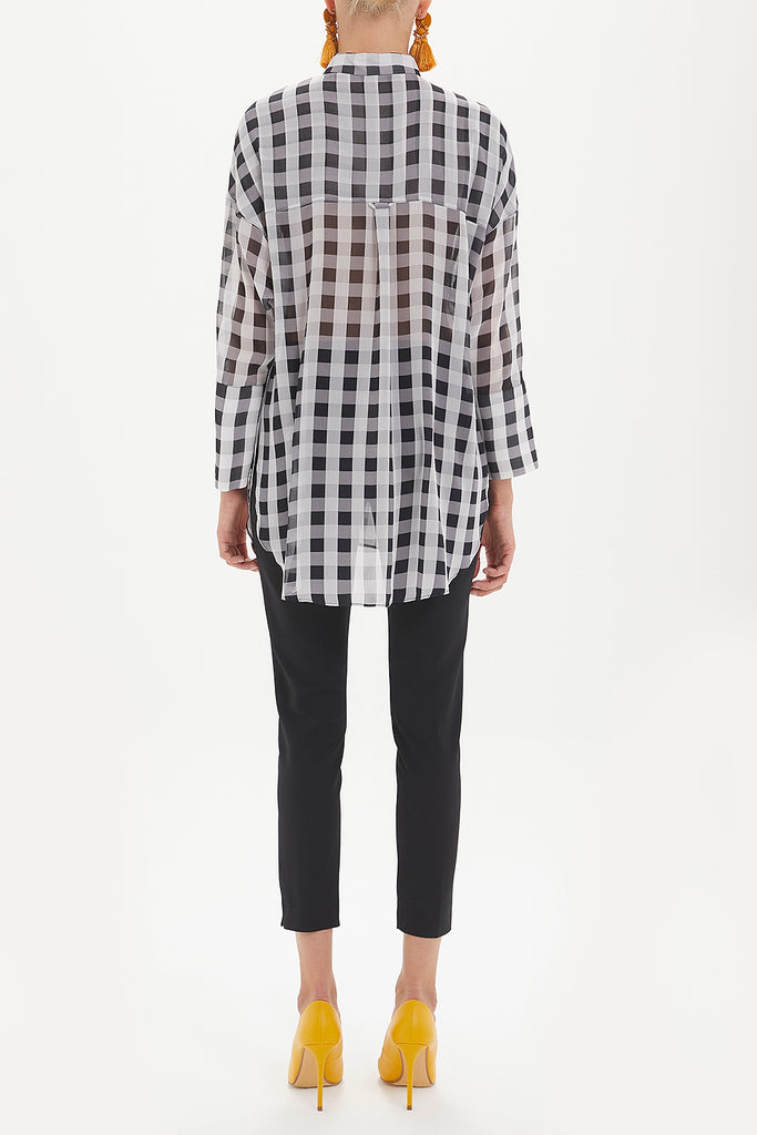 Plaid Side slit wide cut shirt  10686