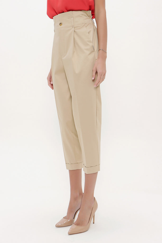 Camel Hair High waist  Pleated pants 41370