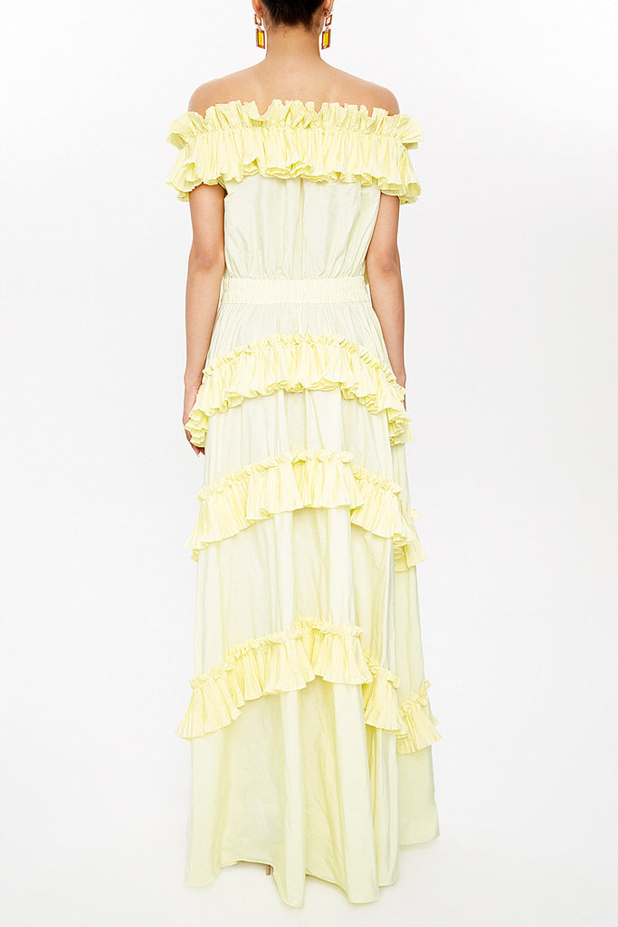 Yellow Off shoulder maxi dress 93127