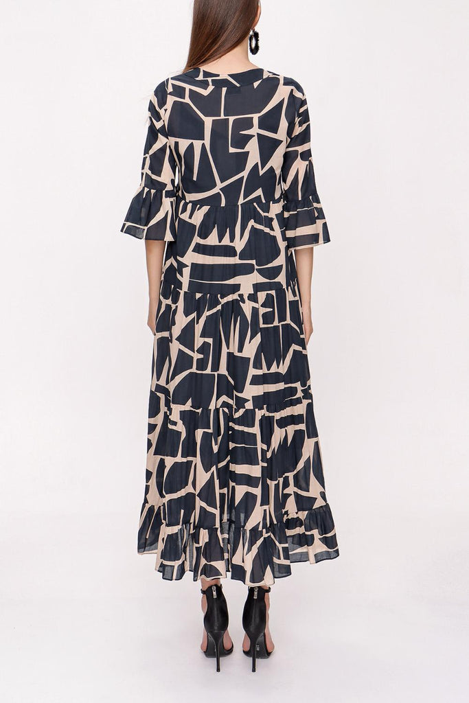 Patterned Pleated dress 93769