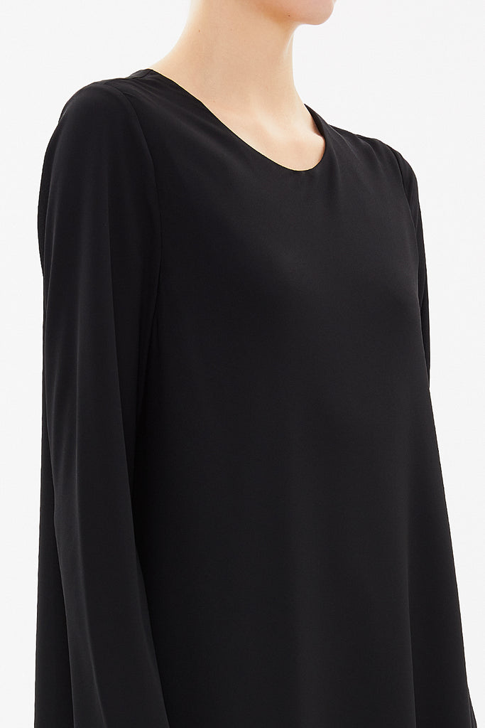 Black Asymmetric, chiffon midi dress 92549