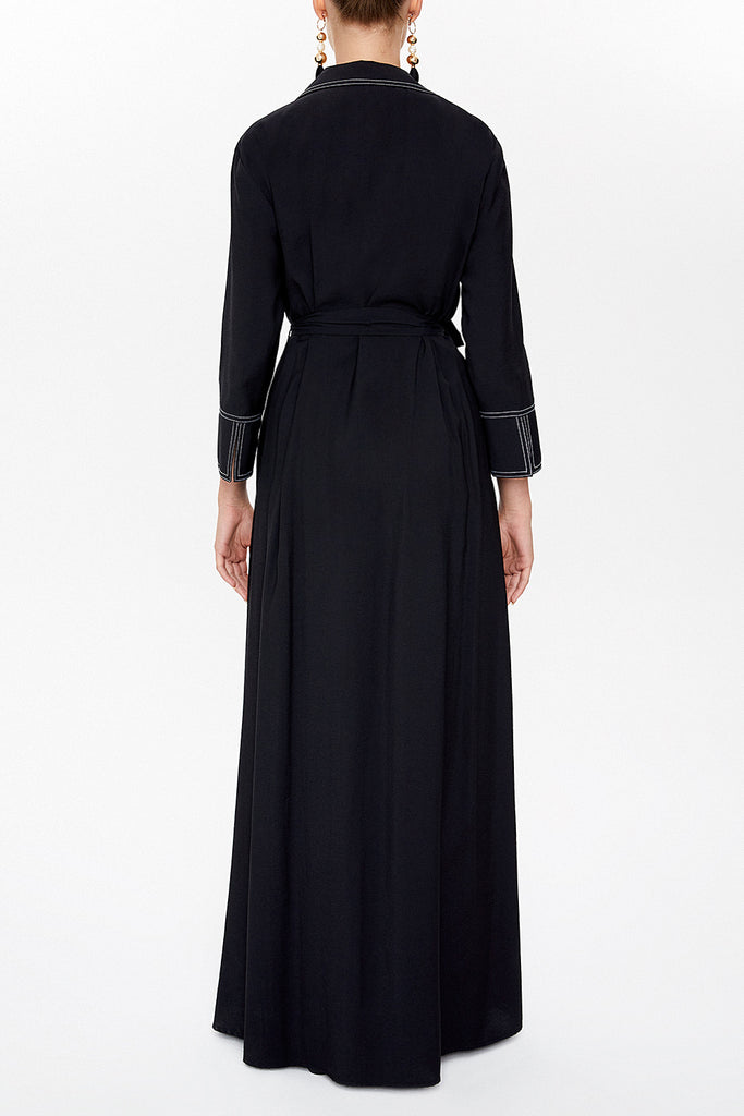 Black Contrast colour, stitched, wide cut maxi dress 92572