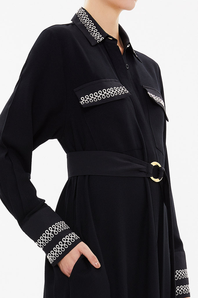 Black White Waistband, pocket maxi dress 92588