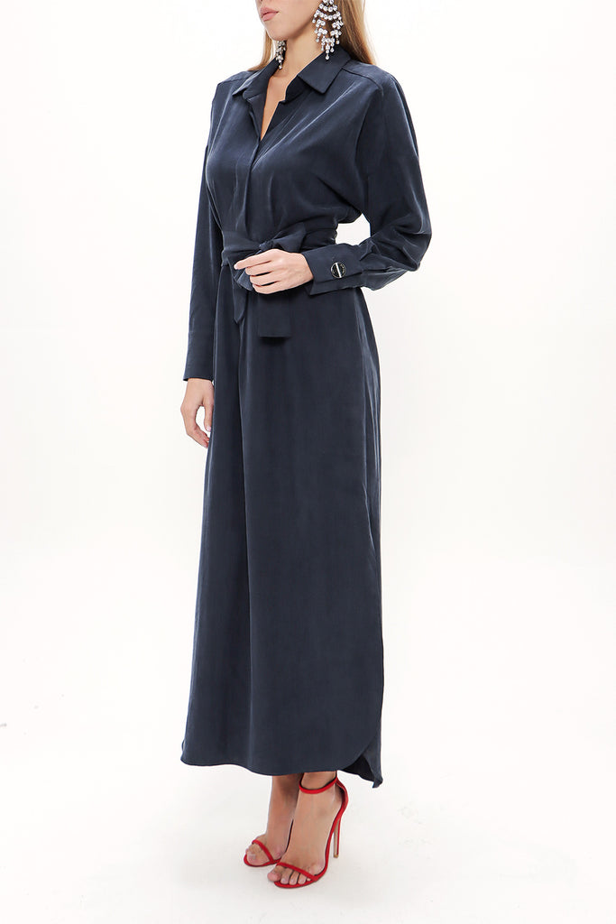 Navy Blue Slit detail maxi dress 92873
