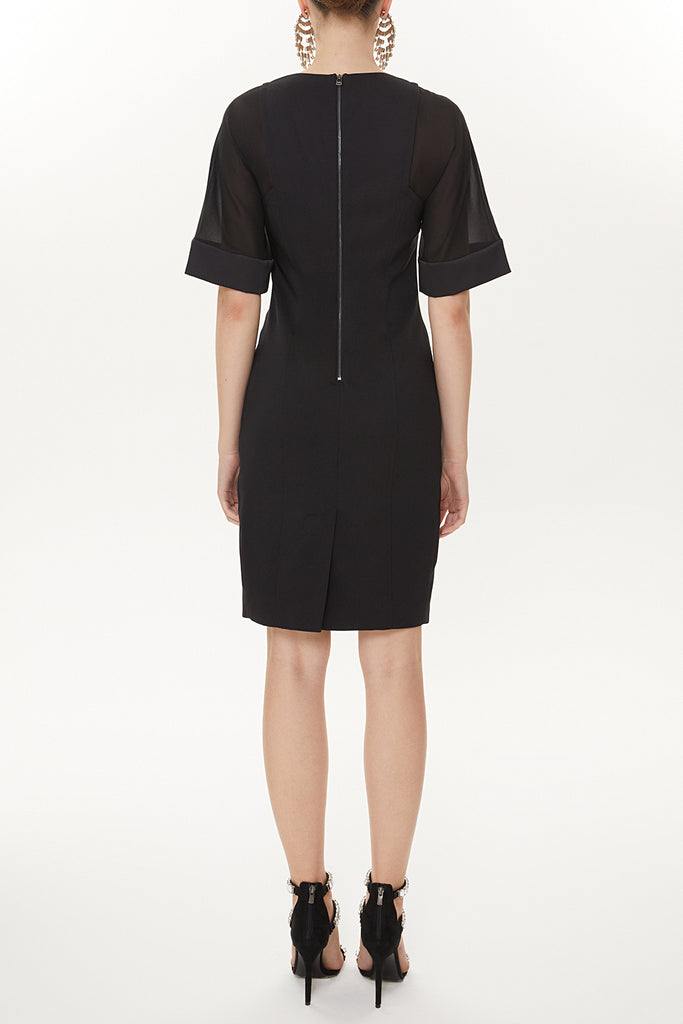 Black Chiffon and zip detail dress 91427