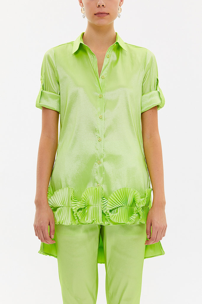 Green Pleated shirt 10735