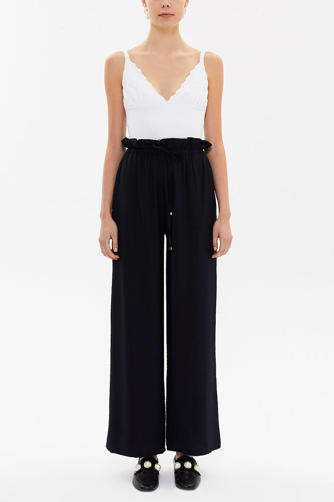 Navy Blue Wide cut elastic waist pants 41369