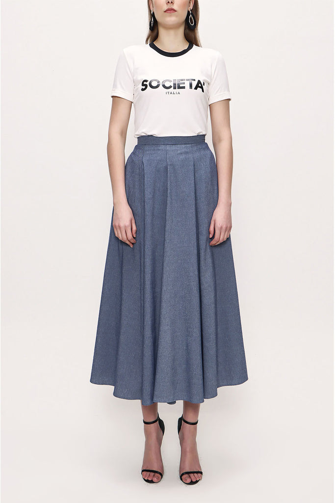 Navy Blue Pleated skirt 81180